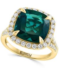 Effy - 14k Yellow Gold, Lab Grown Emerald & Lab Grown Diamond Halo Ring - Lyst