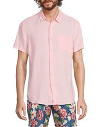 Vintage Summer - Short Sleeve Linen Blend Button Down Shirt - Lyst