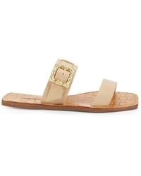 SCHUTZ SHOES - Enola Leather Double Strap Flat Sandals - Lyst