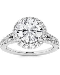 Saks Fifth Avenue Build Your Own Collection Platinum & Lab Grown Diamond Split Shank Halo Engagement Ring - White