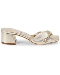 Jimmy Choo - Lyn 45Mm Metallic Leather Sandals - Lyst