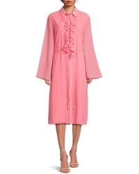 AREA STARS - Yasmine Long Sleeve Ruffled Midi Dress - Lyst