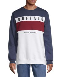 Buffalo David Bitton Faber Colorblock Logo Sweatshirt - Blue