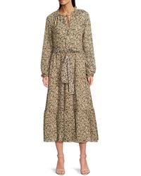 Saks Fifth Avenue - Floral Belted Midaxi Dress - Lyst