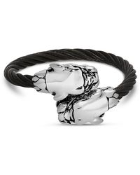 Eye Candy LA - Anthony Silvertone Titanium Panther Head Cuff Bracelet - Lyst