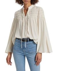 Ramy Brook - Tallulah Smocked Tie-Neck Blouse - Lyst