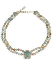 Eye Candy LA - Luxe Yasmin Cubic Zirconia, Amazonite & Agate Beaded Pendant Necklace - Lyst