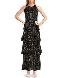 Tommy Hilfiger - Polka Dot Tiered Chiffon Gown - Lyst