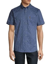 Ben Sherman Dotted Short-sleeve Shirt - Blue