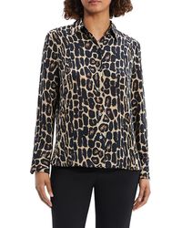 Theory - Leopard Long-Sleeve Shirt - Lyst