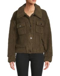 Calvin Klein Cargo Pocket Faux Fur Jacket - Natural
