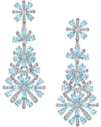 Hueb - Botanica 18k White Gold, Aquamarine & Diamond Drop Earrings - Lyst