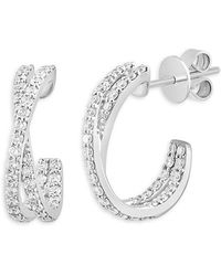 Effy - 14K & 0.97 Tcw Lab-Grown Diamond Half Hoop Earrings - Lyst