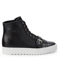 Les Hommes Studded Leather High-top Sneakers - Black