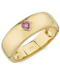 Saks Fifth Avenue - 14k Yellow Gold & Pink Sapphire Heart Band Ring - Lyst