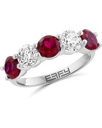 Effy - 14K, 1.65 Tcw Lab Grown Ruby & 0.98 Tcw Lab Grown Diamond Ring - Lyst