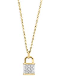 Effy - 14k Yellow Gold & 0.14 Tcw Diamond Padlock Pendant Necklace - Lyst