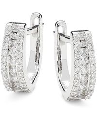 Saks Fifth Avenue - Saks Fifth Avenue 14k White Gold & 0.5 Tcw Diamond Huggie Earrings - Lyst