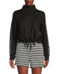 Andrew Marc - Drawstring Satin-Trim Mock Turtleneck Top - Lyst