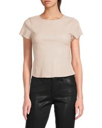 AS by DF - Brando Stretch-Leather Short-Sleeve Top - Lyst