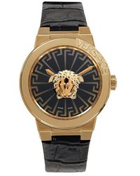 Versace - Medusa Infinite Ip Yellow Gold Stainless Steel & Leather Strap Watch - Lyst