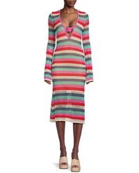Bebe - Crochet Ring Midi Sweater Dress - Lyst