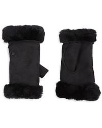UGG - Shearling Lined Leather Fingerless Gloves - Lyst