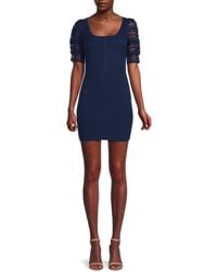 Central Park West - Open Knit Sleeve Ribbed Mini Dress - Lyst