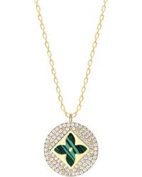 Gabi Rielle - Grand Entrance Collection 14k Gold Vermeil, Green Malachite & Crystal Clover Pendant Necklace - Lyst