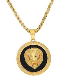 Anthony Jacobs - 18K Goldplated Stainless Steel, Simulated Diamond & Enamel Lion Head Pendant Necklace - Lyst