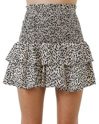 Endless Rose - Leopard-Print Tiered Mini Skirt - Lyst