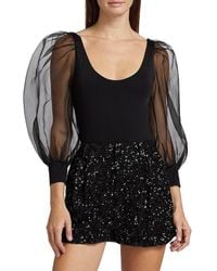 Alice + Olivia - Jillianne Semi-Sheer-Bodysuit - Lyst