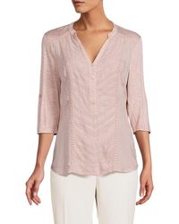 Democracy Tab Cuff Elbow Sleeve Shirt - Multicolor