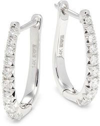 Effy - 14k White Gold & Diamond Huggie Earrings - Lyst