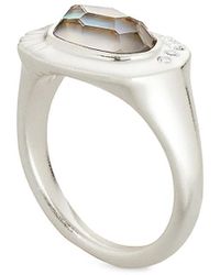 Kendra Scott Anna Rhodium-plated & Mother-of-pearl Pendant Ring - Grey