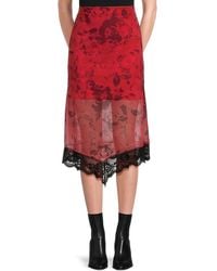 Noisy May - Floral Lace Trim Asymmetric Midi Skirt - Lyst