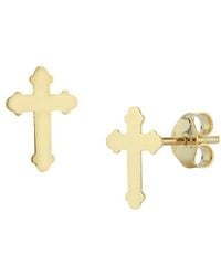 Saks Fifth Avenue - 14k Yellow Gold Budded Cross Stud Earrings - Lyst