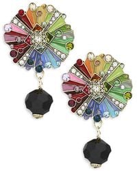 Heidi Daus Multicolour Rhinestone & Crystal Colour Wheel Drop Earrings - Black