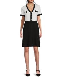 Karl Lagerfeld - Contrast-trim Sweater Minidress - Lyst