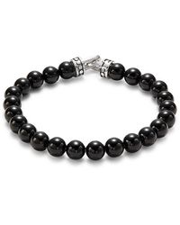 Esquire - Sterling Silver & Onyx Beaded Bracelet - Lyst