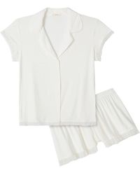 Eberjey Iona 2-piece Ruffle Pyjama Set - White