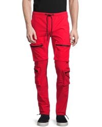 American Stitch Drawstring Cargo Pants - Red