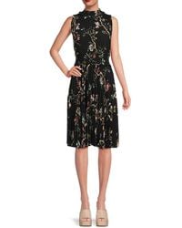 Nanette Lepore - Pleated Floral Fit & Flare Midi Dress - Lyst