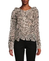 Walter Baker - Leopard Ruffle Blouse - Lyst