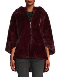 Belle Fare - Reversible Faux Mink Hooded Cape - Lyst