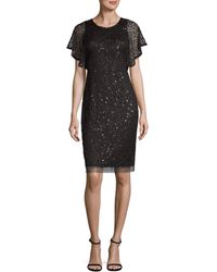Adrianna Papell Sequined Sheath Dress - Metallic