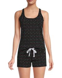 Calvin Klein Solid Jersey Sleeveless Tee & Pajama Shorts Set - Black