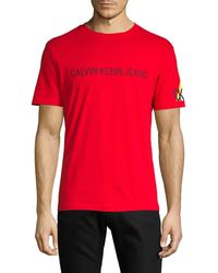 Calvin Klein Logo Graphic Cotton Tee - Red