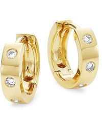Saks Fifth Avenue 14k-yellow-gold & 0.11 Tcw Diamond Mini Huggie Earrings - Metallic