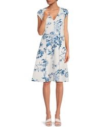 Calvin Klein - Floral A-line Midi-dress - Lyst